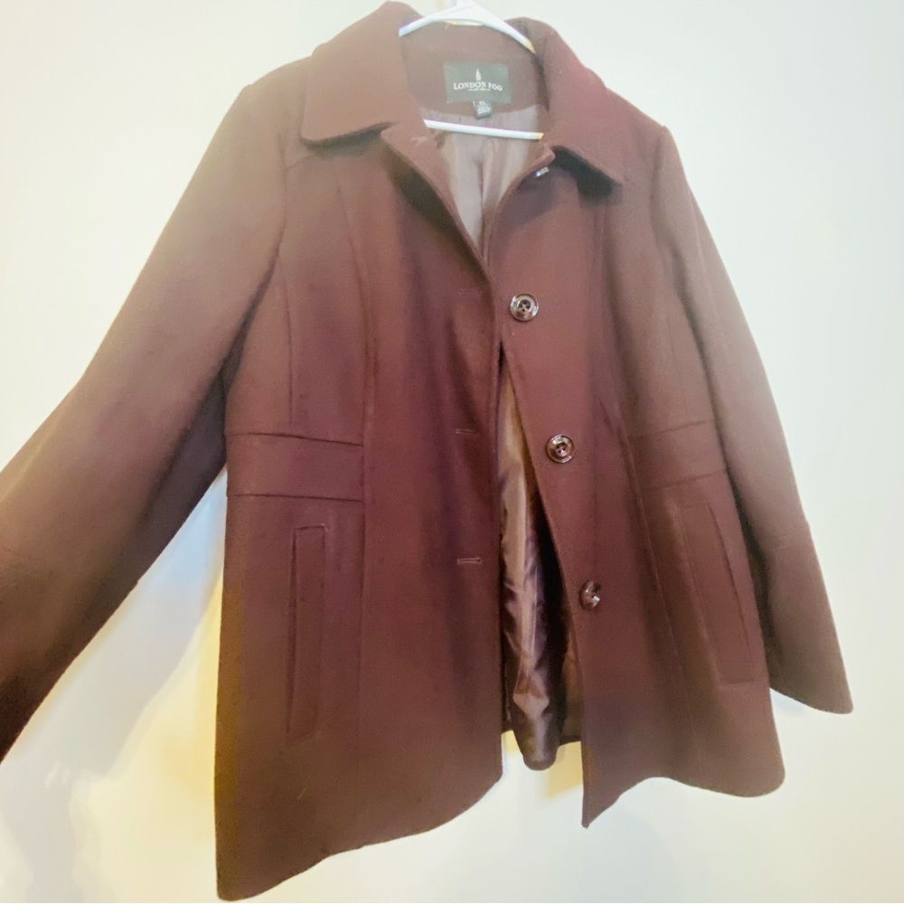 London Fog Women's Dark Burgundy Pea Coat
